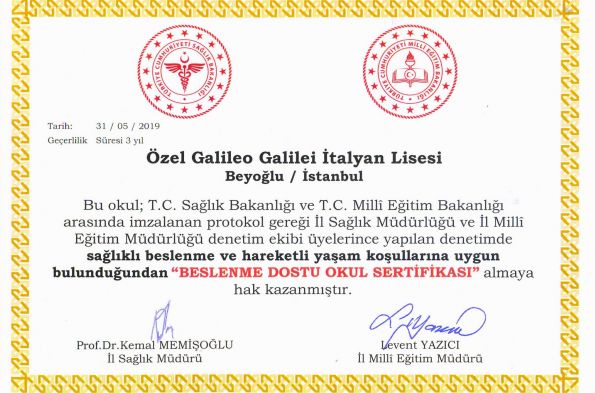 BESLENME DOSTU OKUL SERTİFİKASI